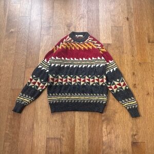 Vintage 90s Europost 100% Shetland wool patterned sweater